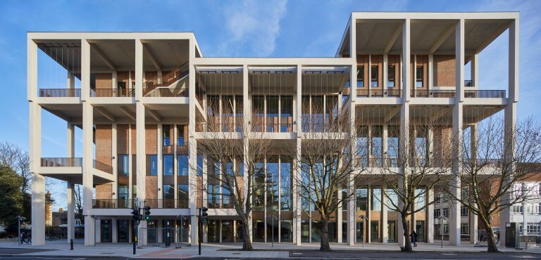Exterior of building against blue sky