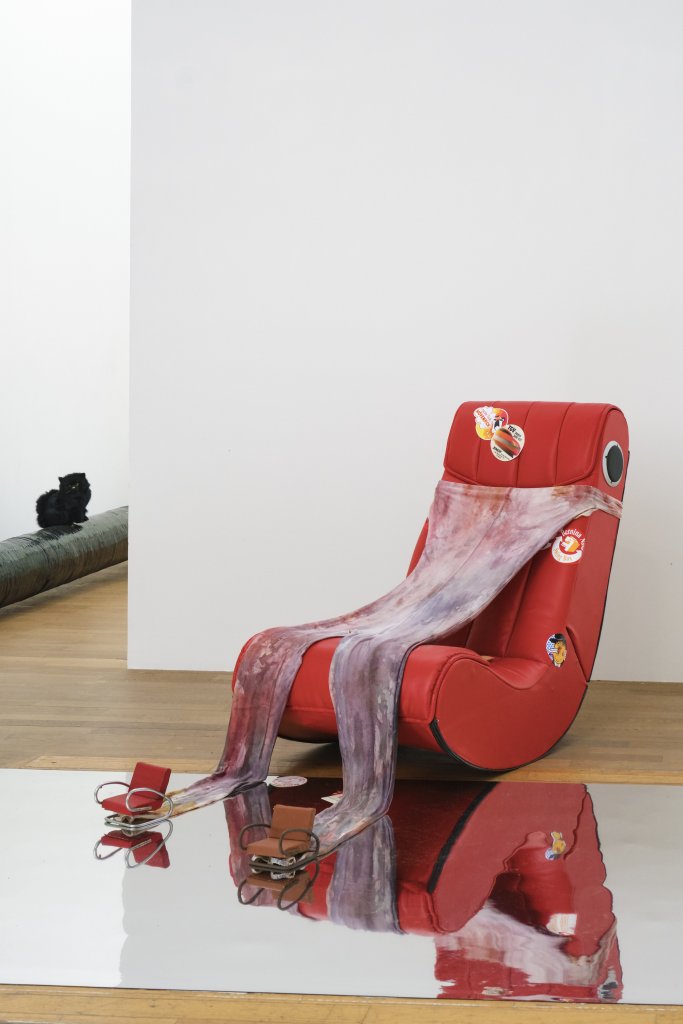 Sophie Jung Exhibition - chair with tights on Hi-Shine floor © Lynn Theisen