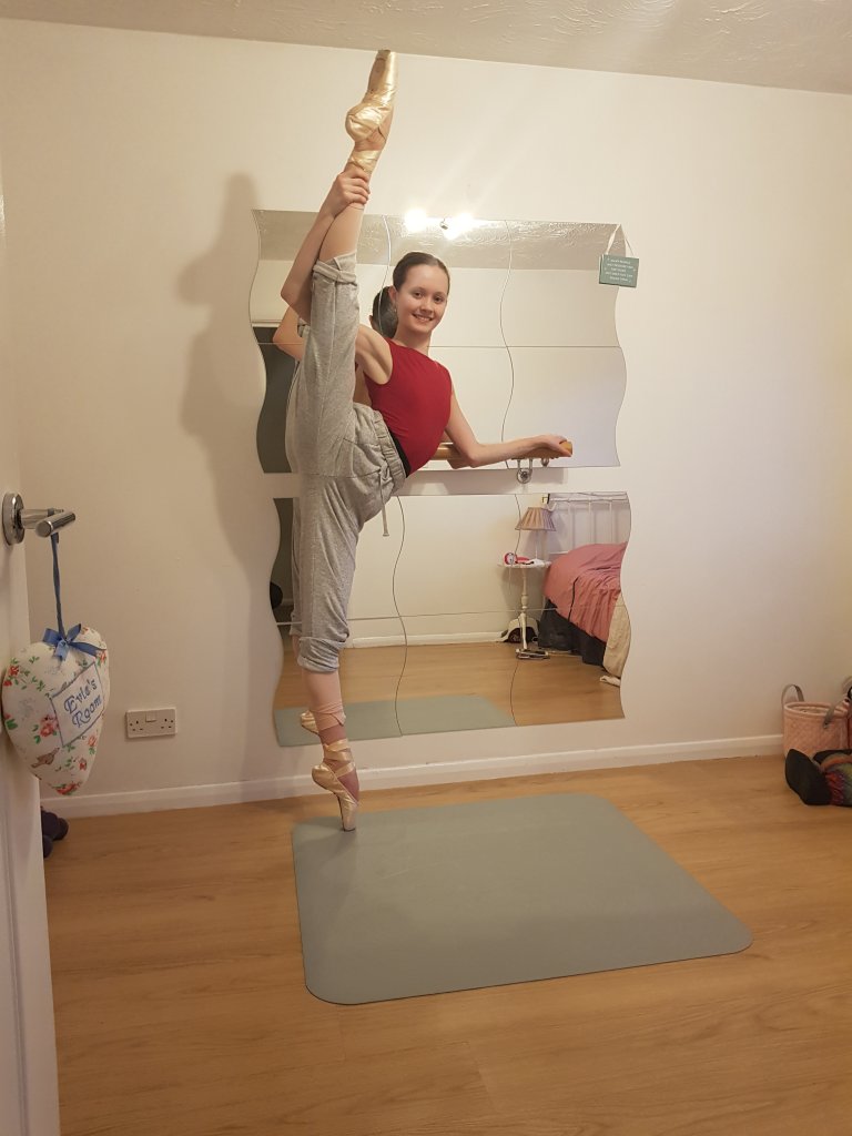 Evie Savage dancing on Harlequin Practice Mat