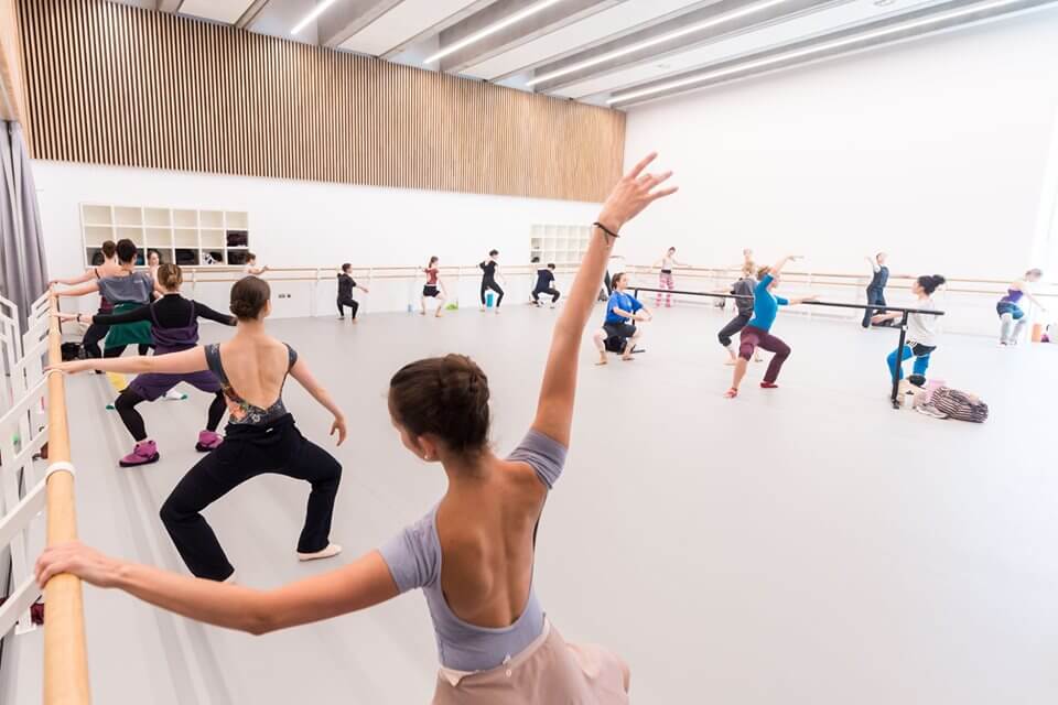 English National Ballet London City Island studio in use ENB FB image | Professional Sprung & Vinyl Dance Floors | Harlequin Floors