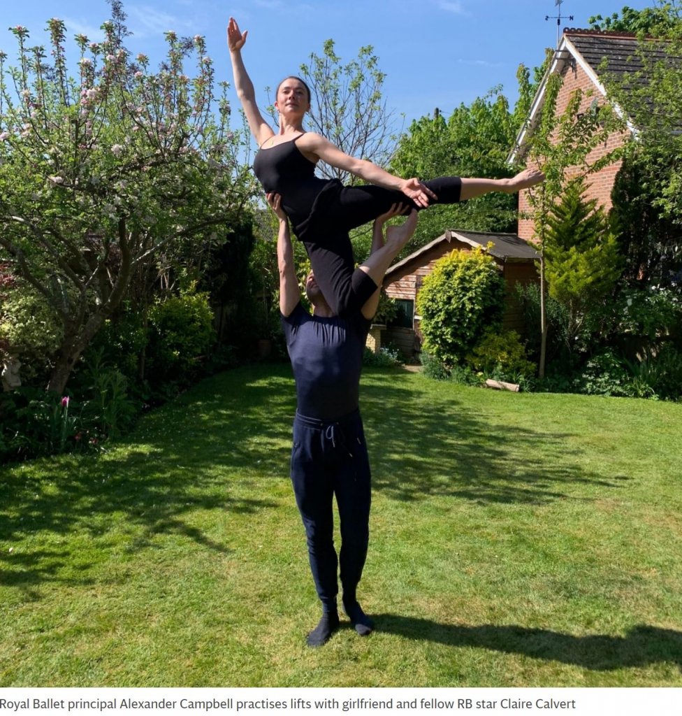 Royal Ballet principal Alexander Campbell practises lifts with girlfriend and fellow RB star Claire Calvert 