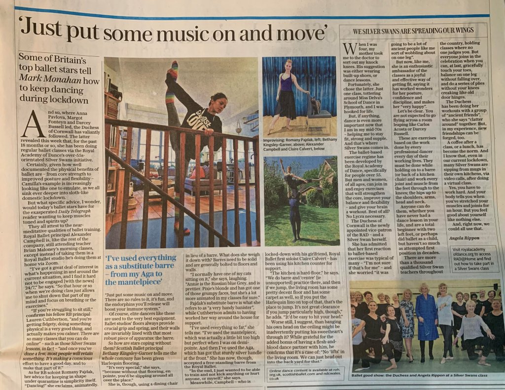 By Mark Monahan, Chief Dance Critic, Daily Telegraph 30th April 2020